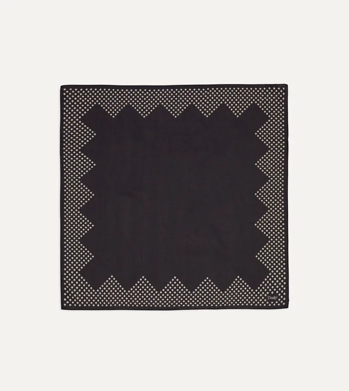 Drake039s Navy Spots Border Print SilkCotton Bandana Men Bandanas