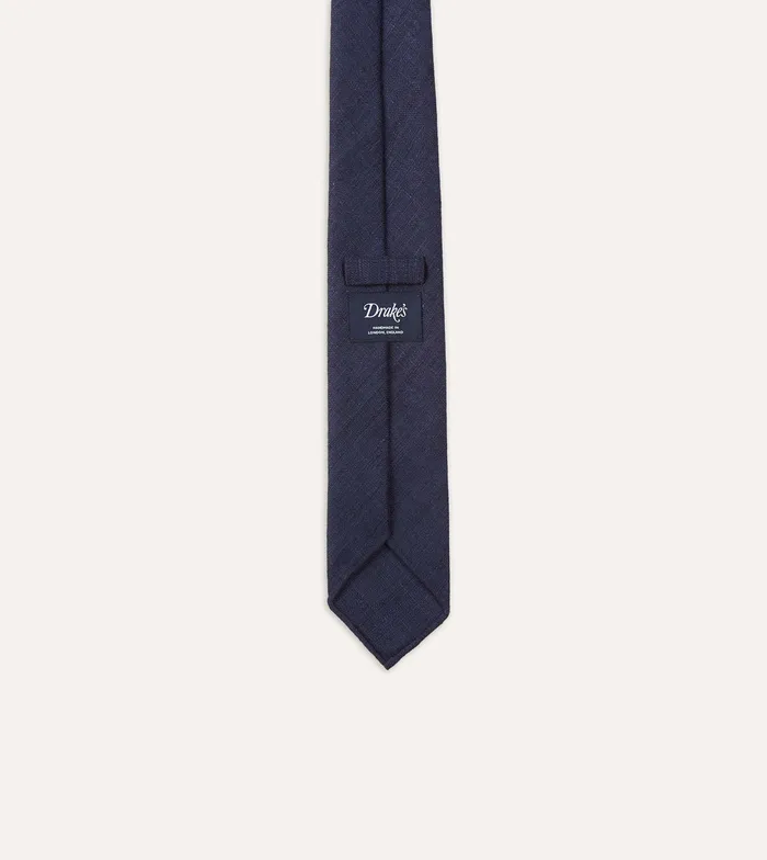 Drake039s Navy Tussah Hand Rolled Silk Tie Men Plain Ties