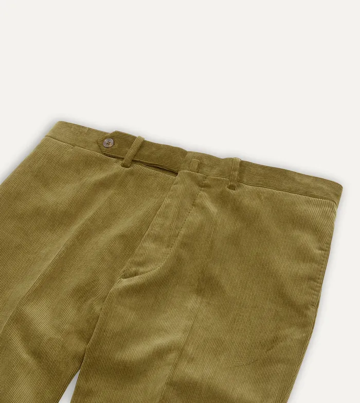 Drake039s Olive MidWale Corduroy Flat Front Trouser Men Trousers