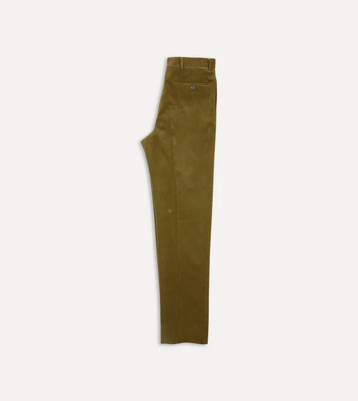 Drake039s Olive MidWale Corduroy Flat Front Trouser Men Trousers