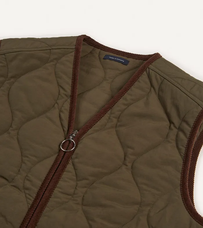 Drake039s Olive Quilted Nylon Zip Vest Men Coats and Jackets