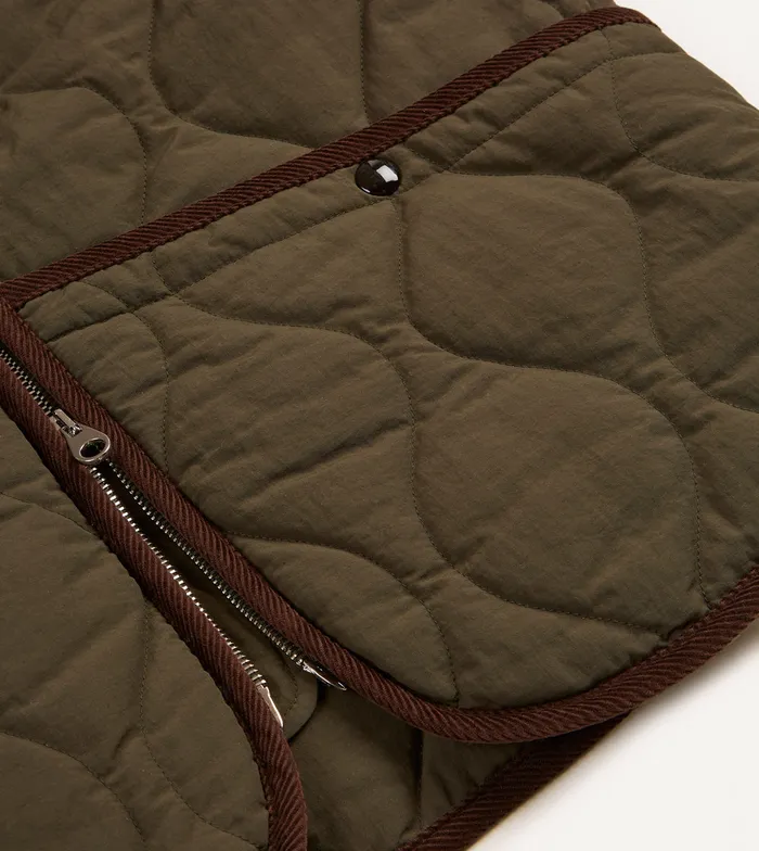 Drake039s Olive Quilted Nylon Zip Vest Men Coats and Jackets