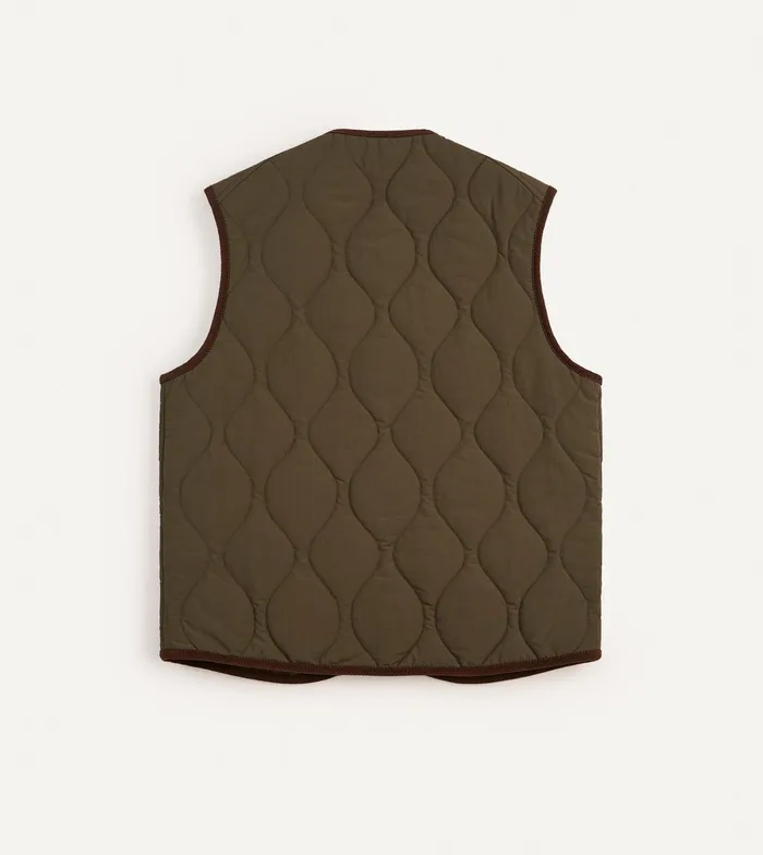 Drake039s Olive Quilted Nylon Zip Vest Men Coats and Jackets