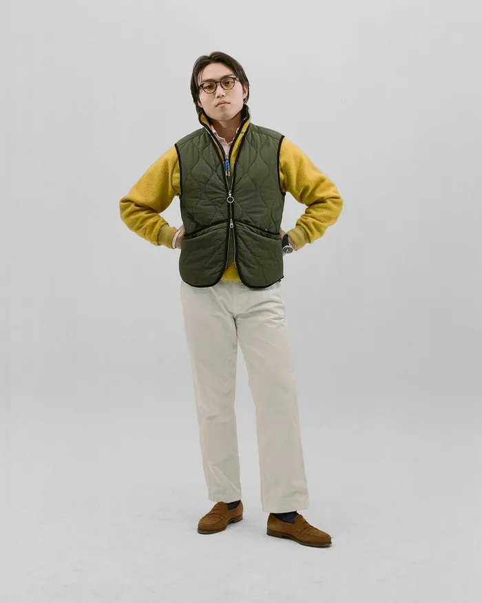 Drake039s Olive Quilted Nylon Zip Vest Men Coats and Jackets