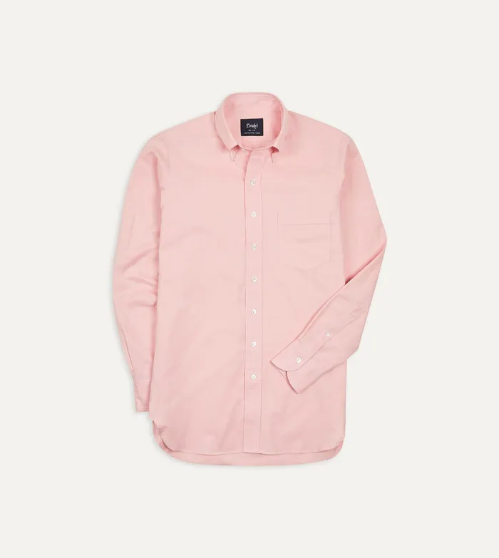 Drake039s Pink Pinpoint Oxford Cotton Cloth ButtonDown Shirt Men Formal Shirts