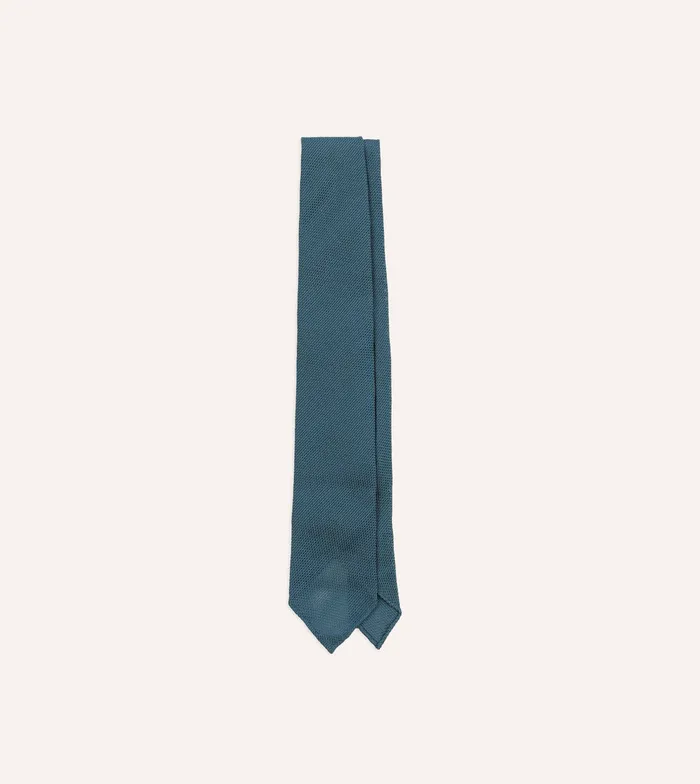Drake039s Sky Blue Fine Woven Grenadine Silk Hand Rolled Tie Men Plain Ties