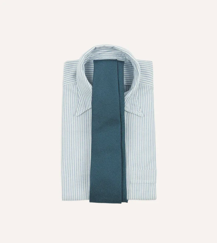 Drake039s Sky Blue Fine Woven Grenadine Silk Hand Rolled Tie Men Plain Ties