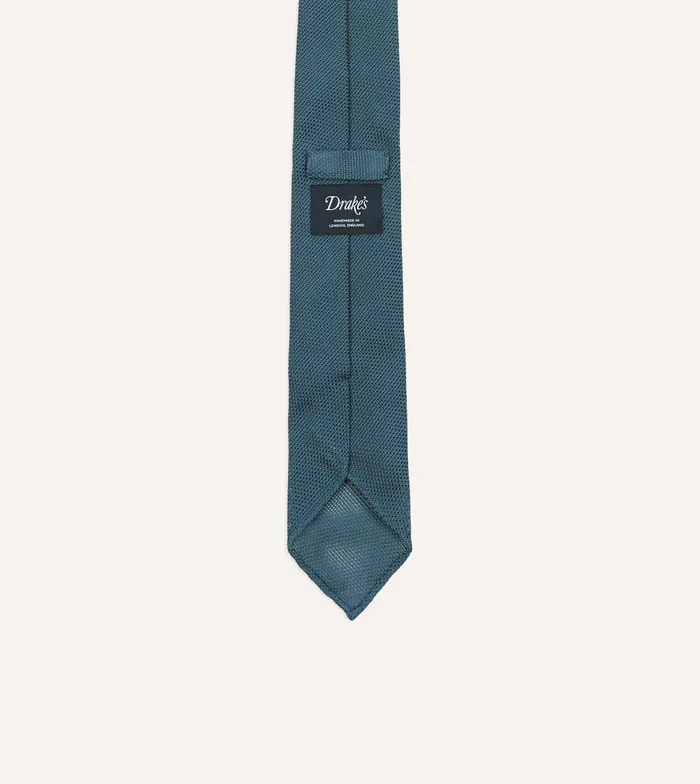 Drake039s Sky Blue Fine Woven Grenadine Silk Hand Rolled Tie Men Plain Ties