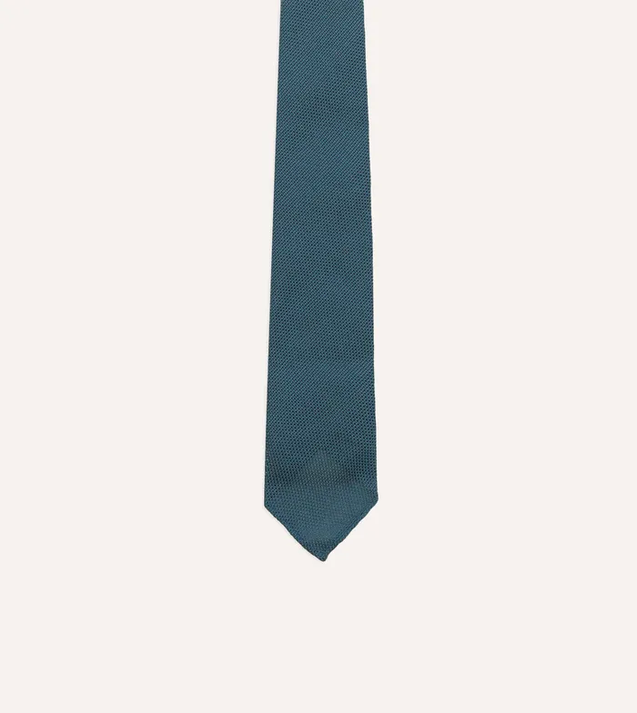 Drake039s Sky Blue Fine Woven Grenadine Silk Hand Rolled Tie Men Plain Ties