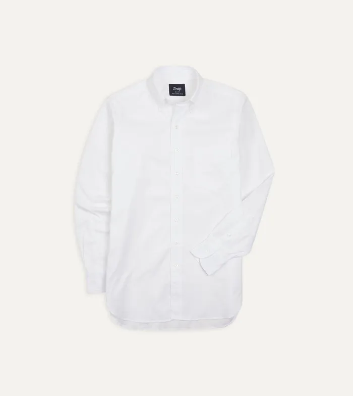 Drake039s White Pinpoint Oxford Cotton Cloth ButtonDown Shirt Men Formal Shirts
