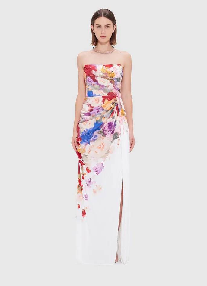 Dresses and Jumpsuits Women LEO LIN Anastasia Bustier Gown 8211 Fleur Print
