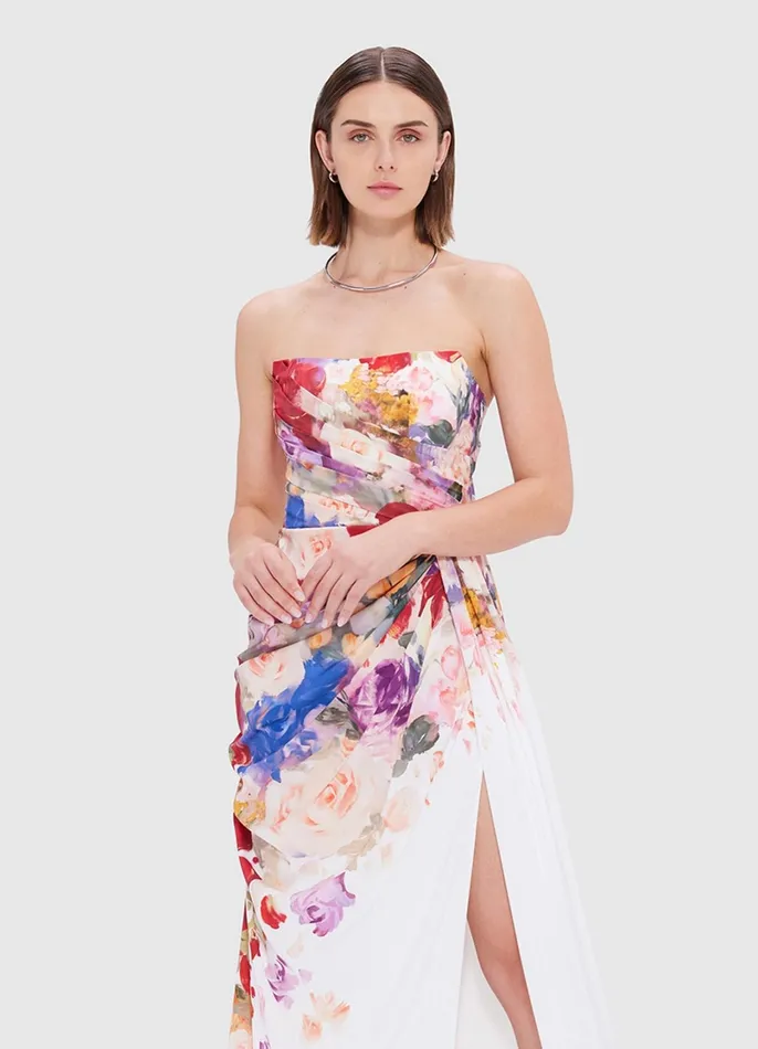 Dresses and Jumpsuits Women LEO LIN Anastasia Bustier Gown 8211 Fleur Print