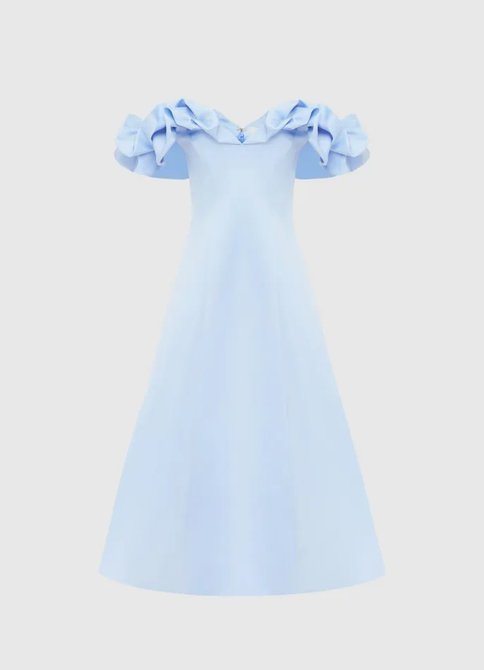 Dresses and Jumpsuits Women LEO LIN Annie Off Shoulder Frill Midi Dress 8211 Sky Blue