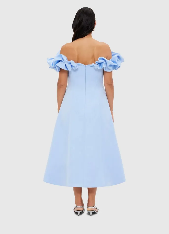 Dresses and Jumpsuits Women LEO LIN Annie Off Shoulder Frill Midi Dress 8211 Sky Blue