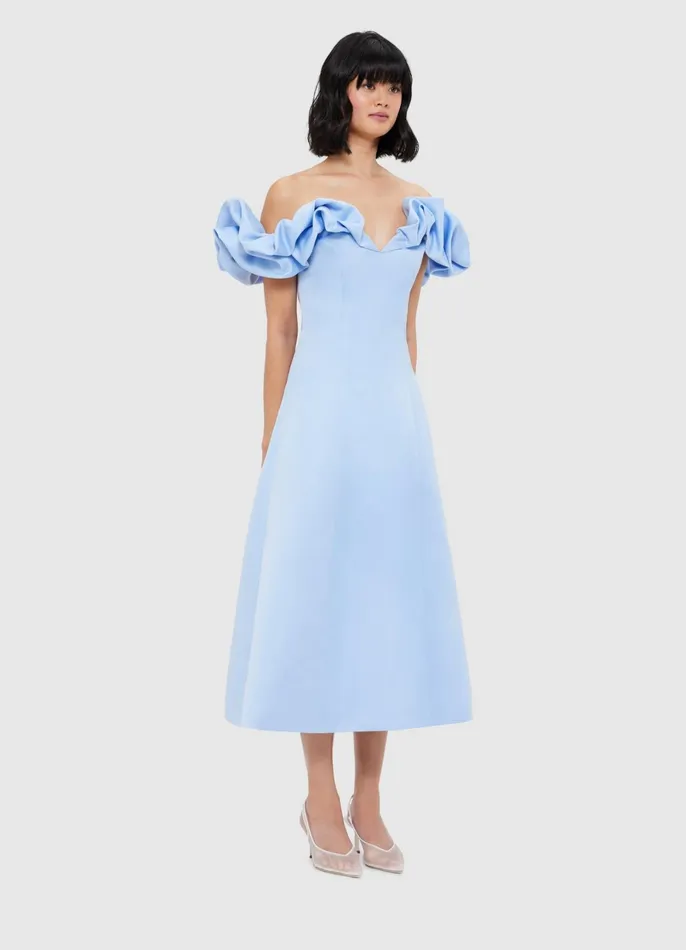 Dresses and Jumpsuits Women LEO LIN Annie Off Shoulder Frill Midi Dress 8211 Sky Blue