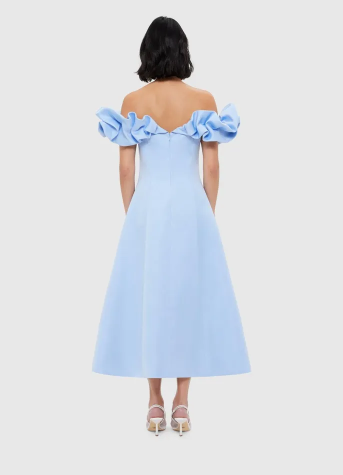 Dresses and Jumpsuits Women LEO LIN Annie Off Shoulder Frill Midi Dress 8211 Sky Blue