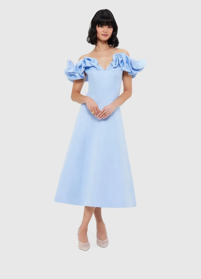 Dresses and Jumpsuits Women LEO LIN Annie Off Shoulder Frill Midi Dress 8211 Sky Blue