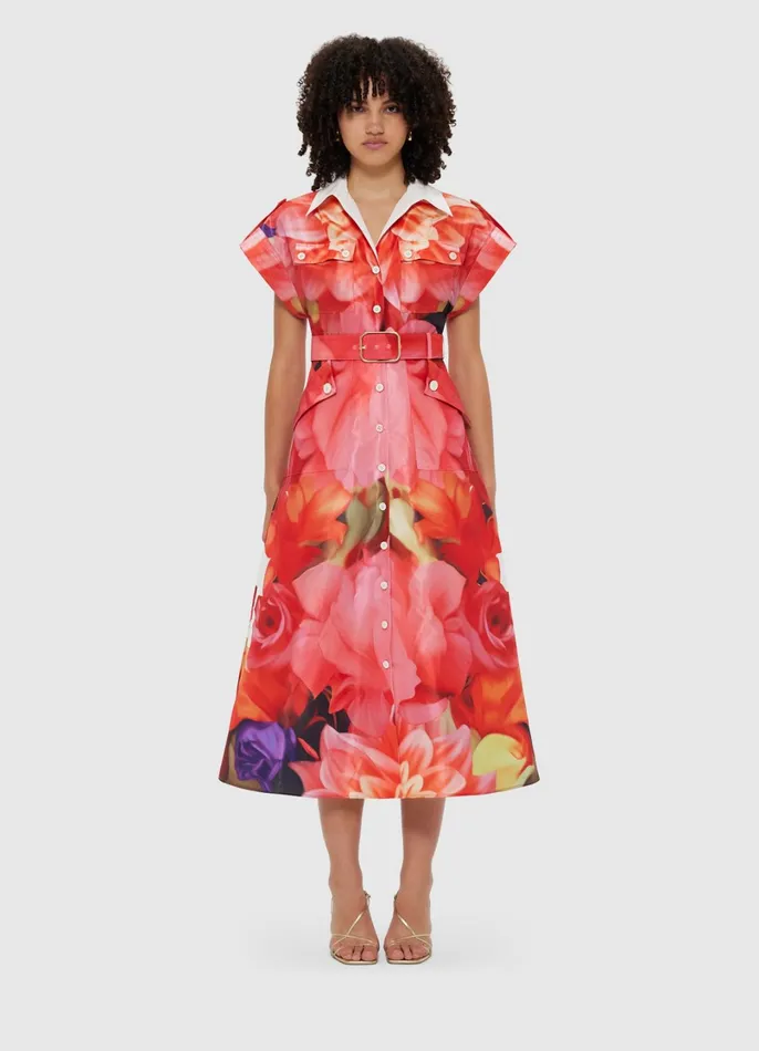 Dresses and Jumpsuits Women LEO LIN Audrey Pocket Shirt Midi Dress 8211 Kaleidoscope Print