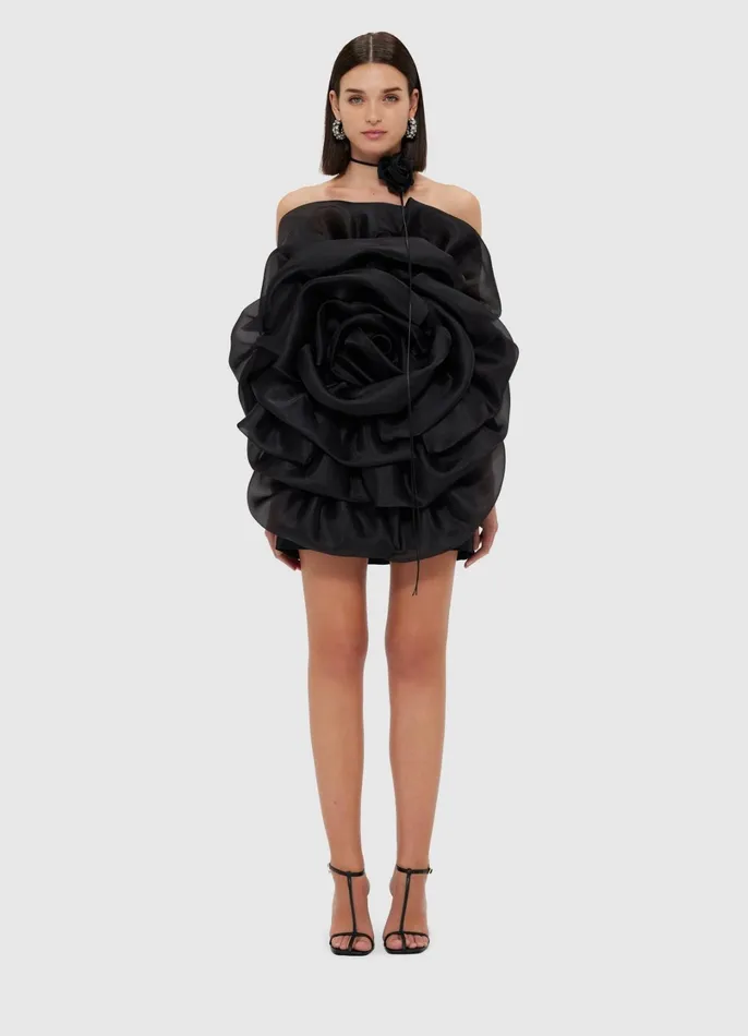 Dresses and Jumpsuits Women LEO LIN Bloom Rose Mini Dress 8211 Ebony