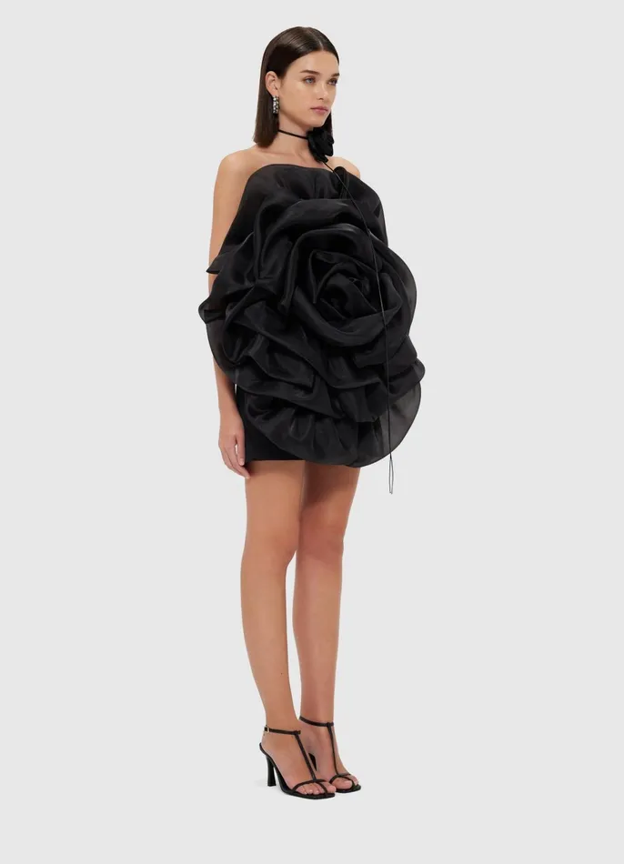 Dresses and Jumpsuits Women LEO LIN Bloom Rose Mini Dress 8211 Ebony