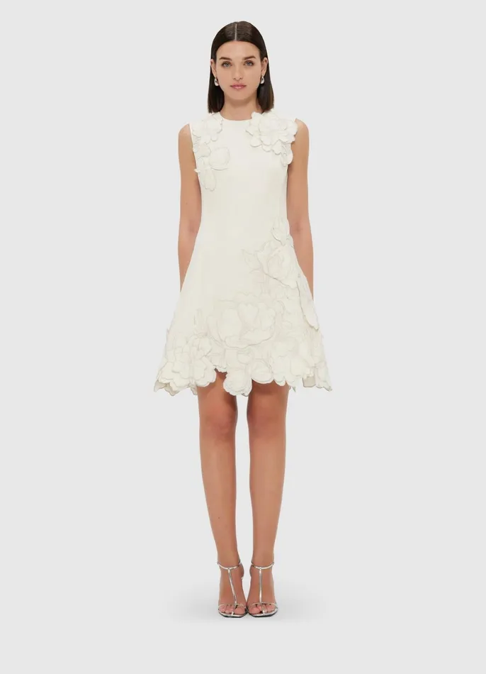 Dresses and Jumpsuits Women LEO LIN Chloe Appliqu Sleeveless Mini Dress 8211 Vanilla