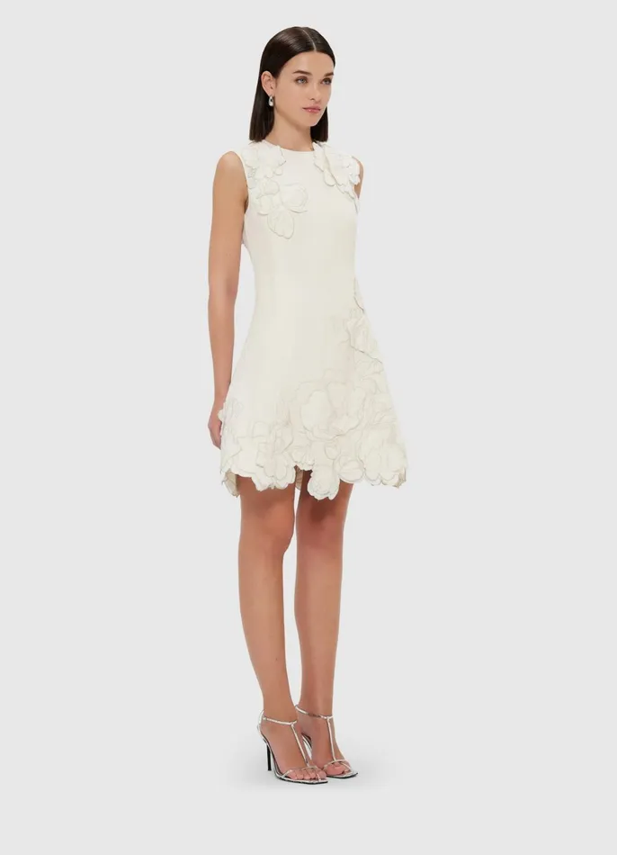 Dresses and Jumpsuits Women LEO LIN Chloe Appliqu Sleeveless Mini Dress 8211 Vanilla