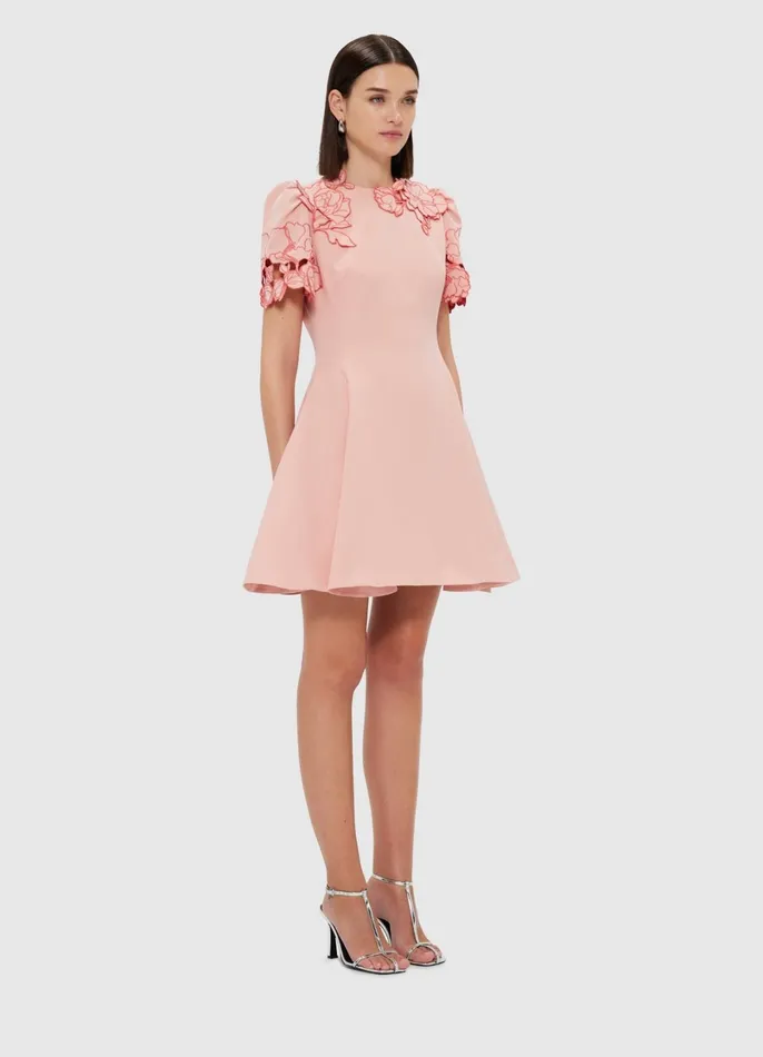 Dresses and Jumpsuits Women LEO LIN Elyse Appliqu Short Sleeve Mini Dress 8211 Light Rose