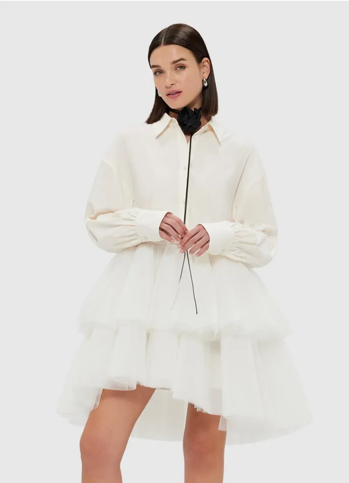 Dresses and Jumpsuits Women LEO LIN Ivy Tiered Mini Dress 8211 Vanilla