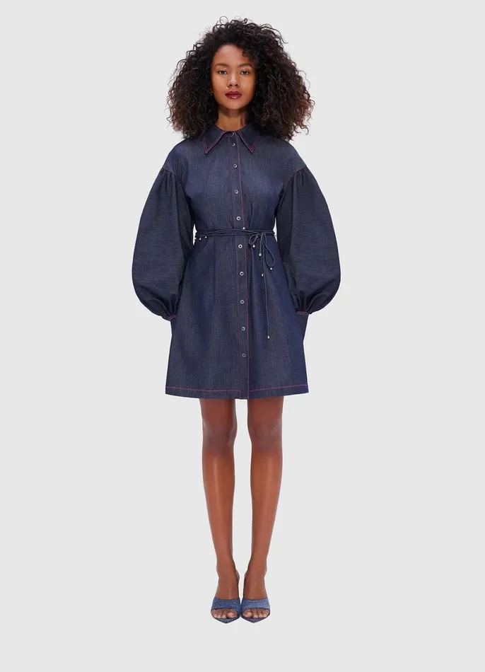 Dresses and Jumpsuits Women LEO LIN Juliana Shirt Denim Mini Dress Indigo