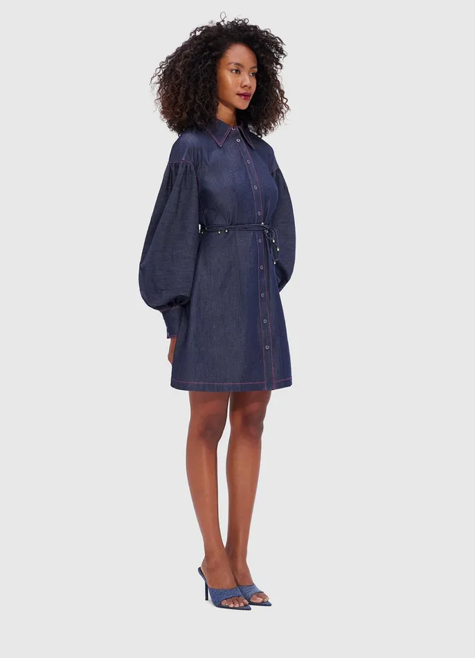 Dresses and Jumpsuits Women LEO LIN Juliana Shirt Denim Mini Dress Indigo