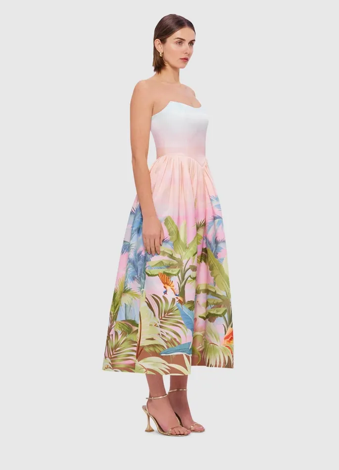 Dresses and Jumpsuits Women LEO LIN Melanie Bustier Midi Dress 8211 Dreamscape Print