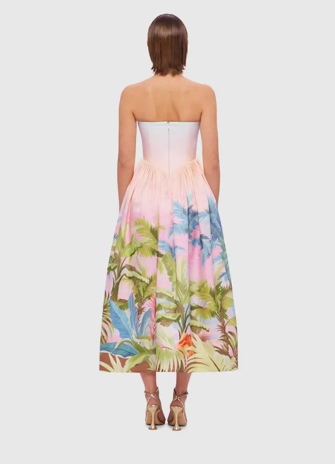 Dresses and Jumpsuits Women LEO LIN Melanie Bustier Midi Dress 8211 Dreamscape Print