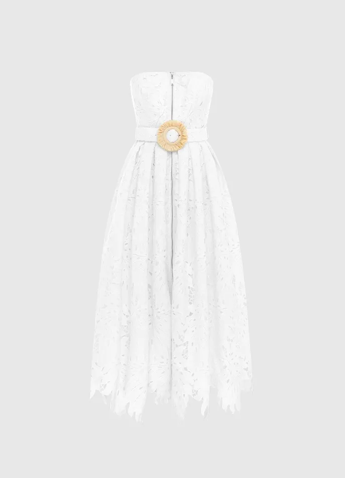 Dresses and Jumpsuits Women LEO LIN Norine Bustier Midi Dress 8211 Snow