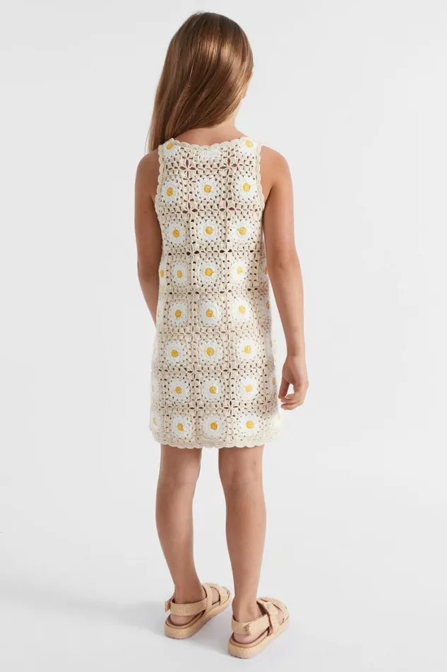 Dresses Girl Seed Heritage Crochet Daisy Dress Sunshine Yellow