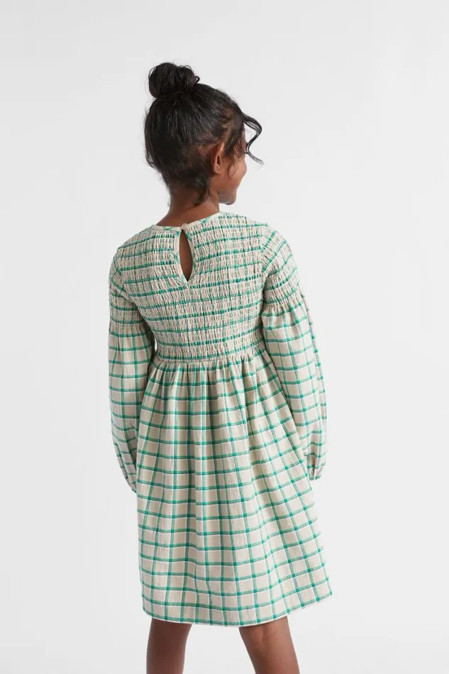 Dresses Girl Seed Heritage Shirred Gingham Dress Pea Green