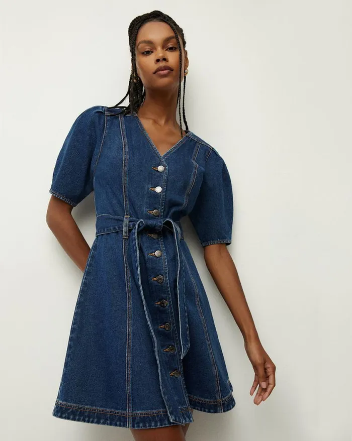 Dresses Shop Veronica Beard Mauli Denim Dress Cornflower