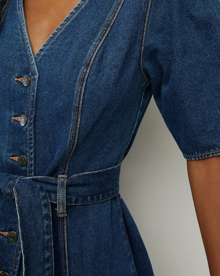 Dresses Shop Veronica Beard Mauli Denim Dress Cornflower