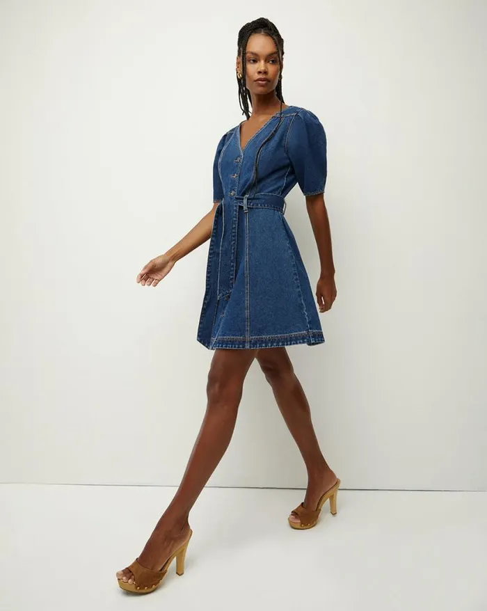Dresses Shop Veronica Beard Mauli Denim Dress Cornflower