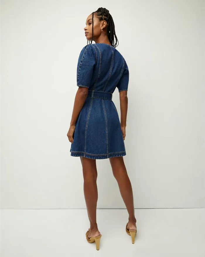 Dresses Shop Veronica Beard Mauli Denim Dress Cornflower