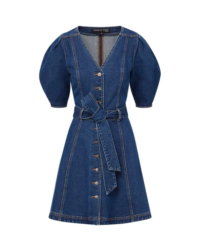 Dresses Shop Veronica Beard Mauli Denim Dress Cornflower