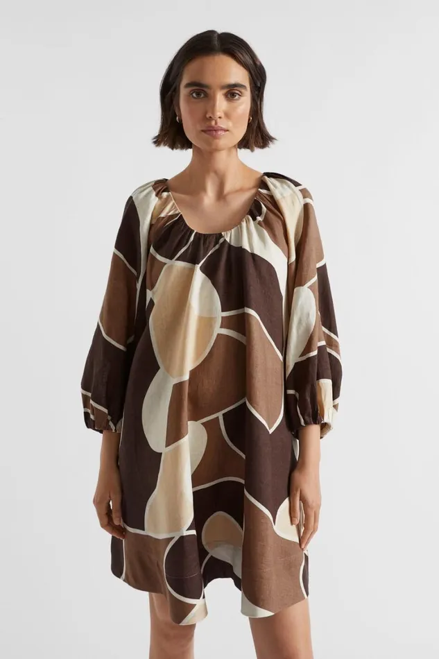 Dresses Woman Seed Heritage Abstract Flared Mini Dress Woodland Abstract