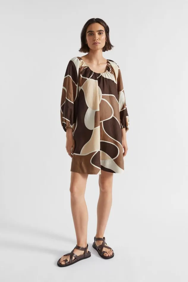 Dresses Woman Seed Heritage Abstract Flared Mini Dress Woodland Abstract