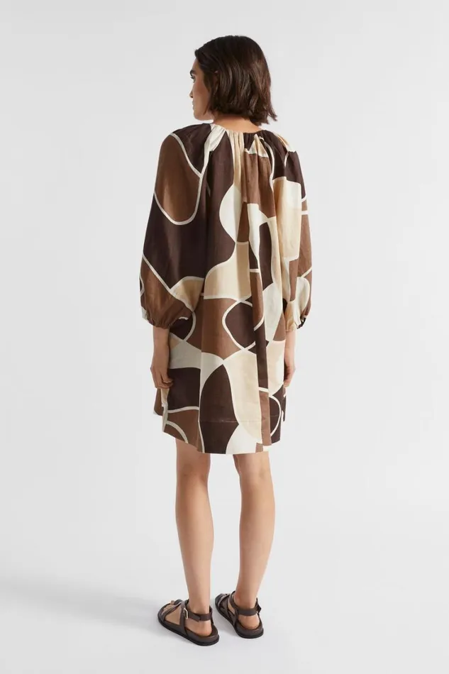 Dresses Woman Seed Heritage Abstract Flared Mini Dress Woodland Abstract