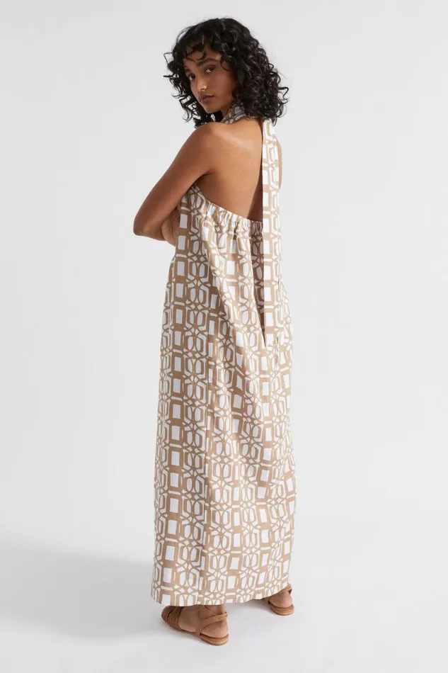 Dresses Woman Seed Heritage Linen Retro Maxi Dress Barley Retro