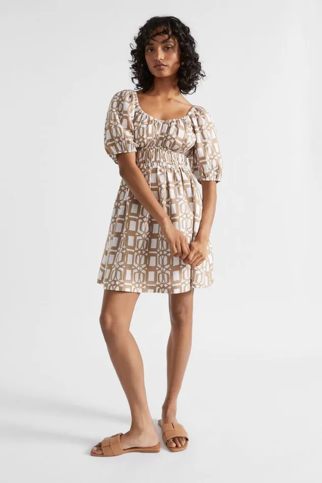 Dresses Woman Seed Heritage Linen Retro Mini Dress Barley Retro