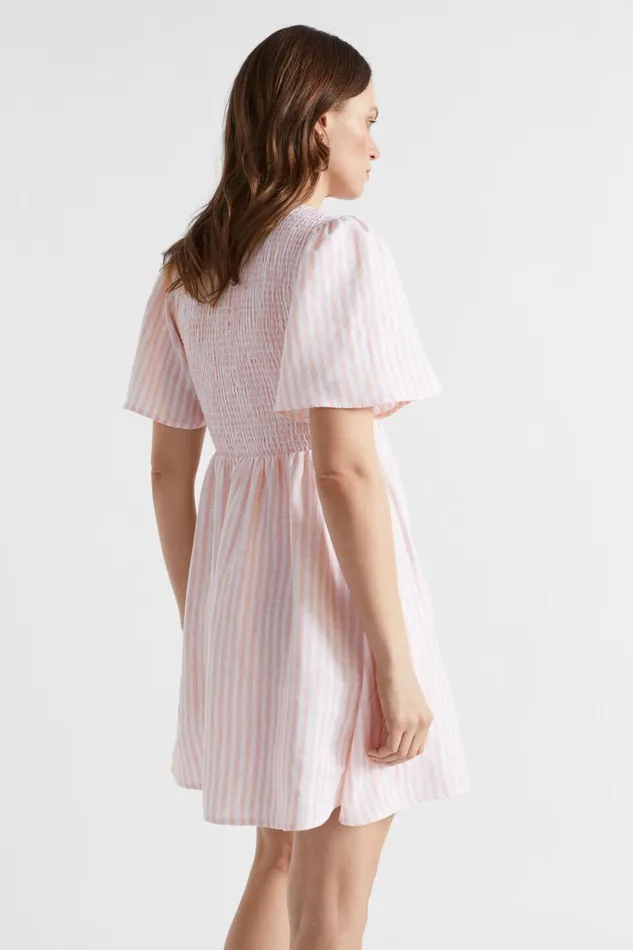 Dresses Woman Seed Heritage Stripe Linen Mini Dress Tulip Pink Stripe