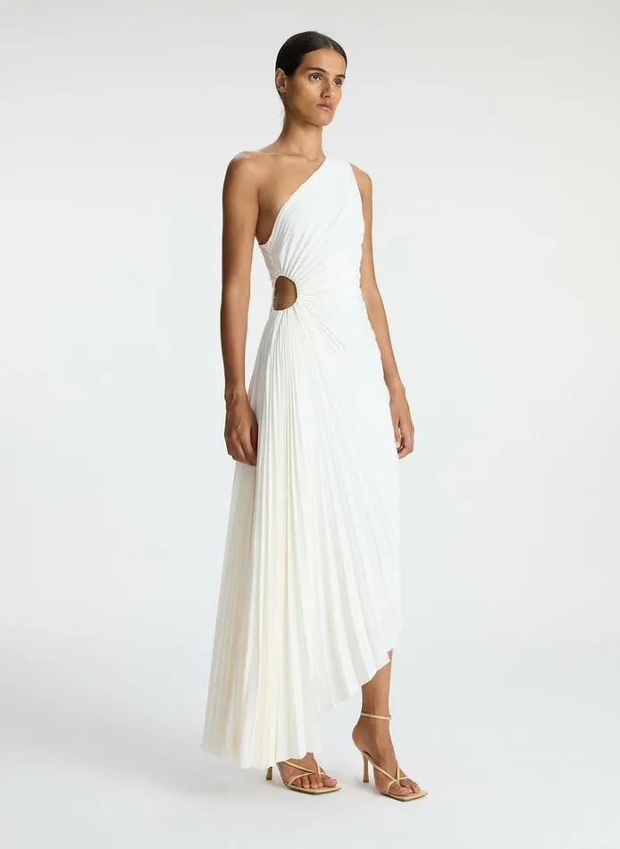Dresses Women ALC Delfina Matte Pleated Dress Whisper White Dresses Women ALC Delfina Matte Pleated Dress Whisper White