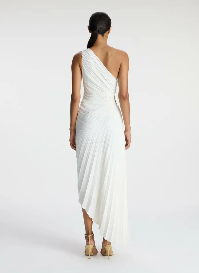Dresses Women ALC Delfina Matte Pleated Dress Whisper White Dresses Women ALC Delfina Matte Pleated Dress Whisper White