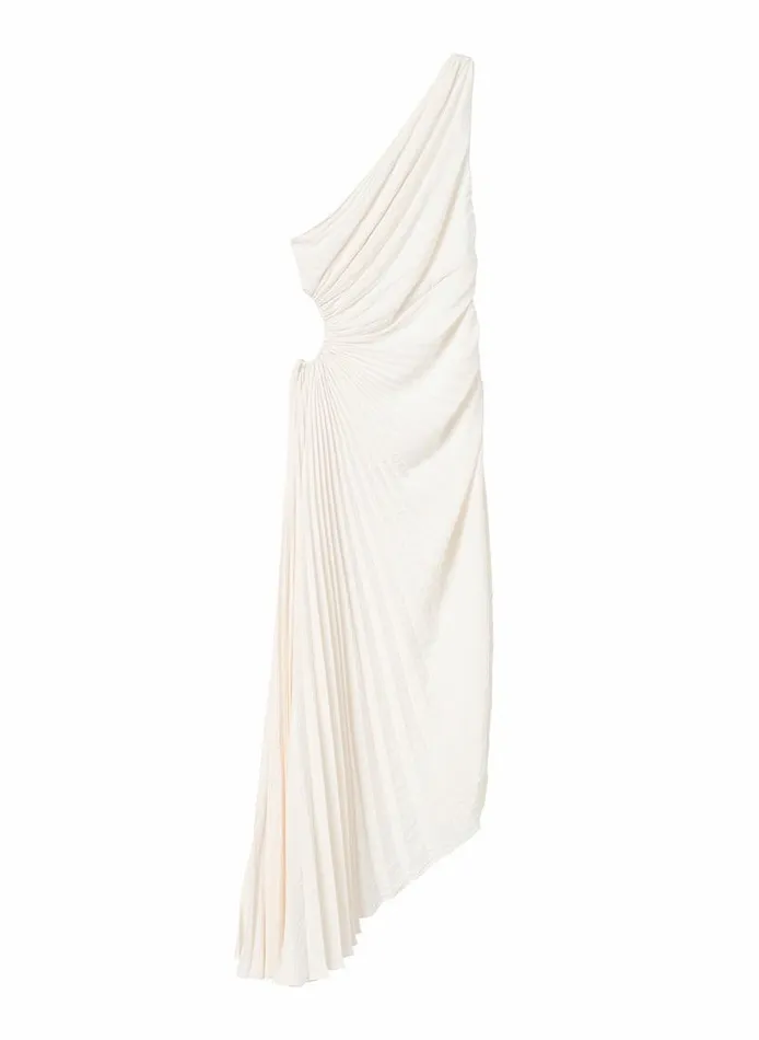 Dresses Women ALC Delfina Matte Pleated Dress Whisper White Dresses Women ALC Delfina Matte Pleated Dress Whisper White