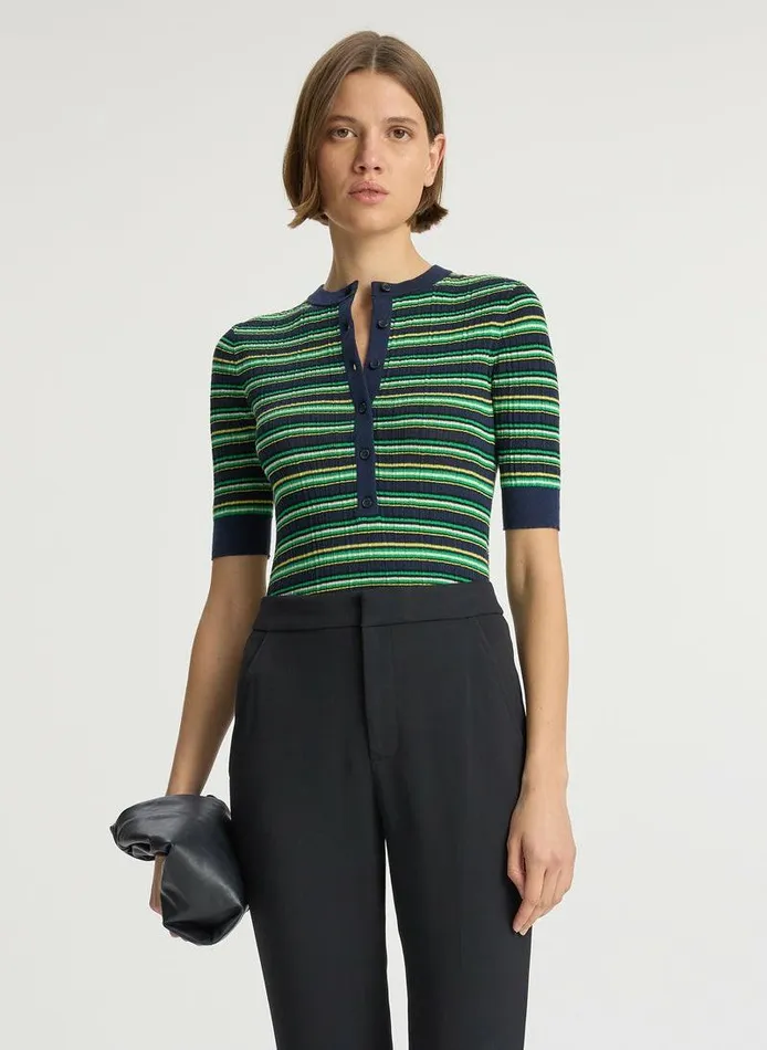 Dresses Women ALC Fisher Fine Cotton Knit Top Navygreen Multi